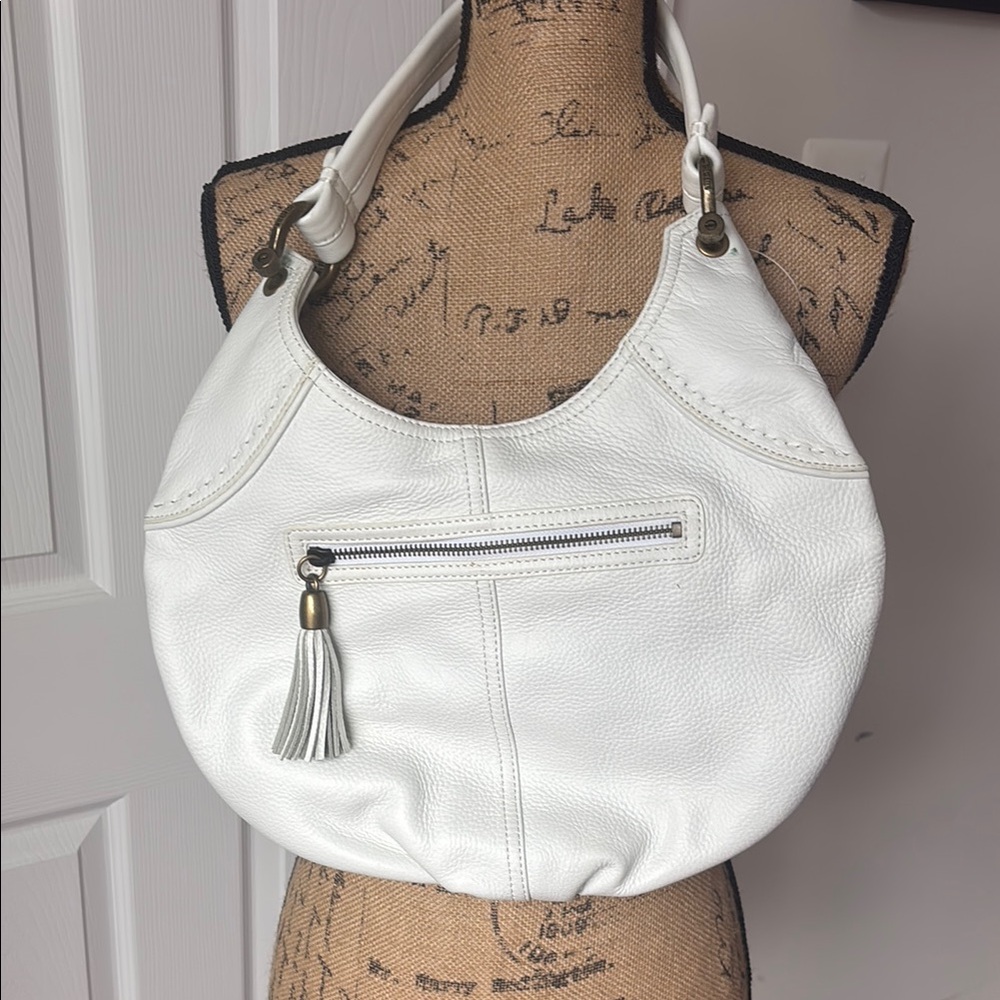 Elegant White Leather Hobo Bag